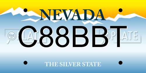 C88BBT Nevada License Plate
