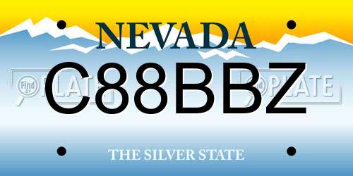 C88BBZ Nevada License Plate