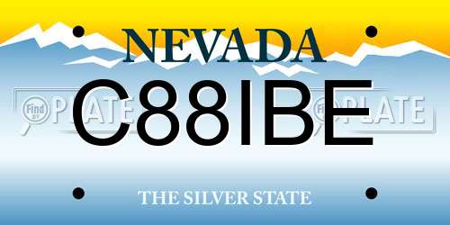 C88IBE Nevada License Plate