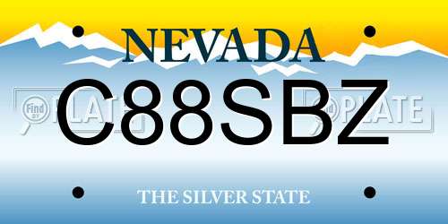 C88SBZ Nevada License Plate