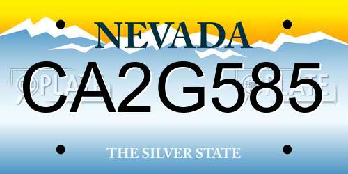 CA2G585 Nevada License Plate