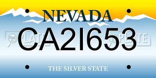 CA2I653 Nevada License Plate