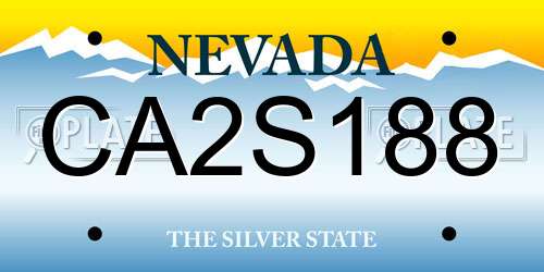 CA2S188 Nevada License Plate