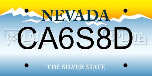 CA6S8D Nevada License Plate