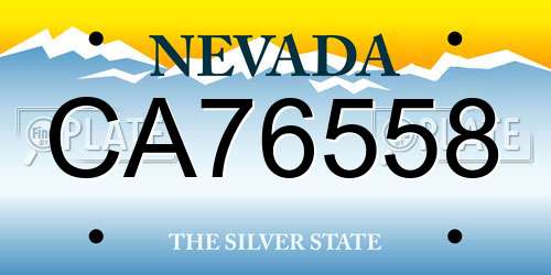 CA76558 Nevada License Plate
