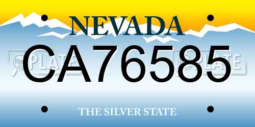 CA76585 Nevada License Plate