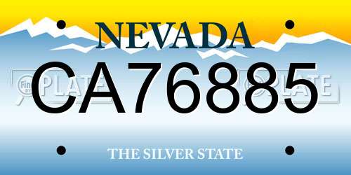 CA76885 Nevada License Plate