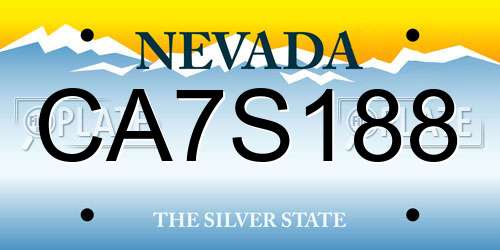 CA7S188 Nevada License Plate