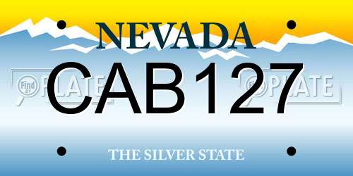 CAB127 Nevada License Plate