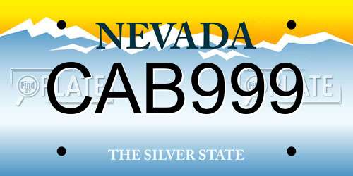 CAB999 Nevada License Plate