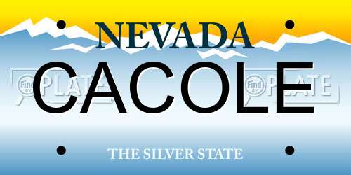 CACOLE Nevada License Plate