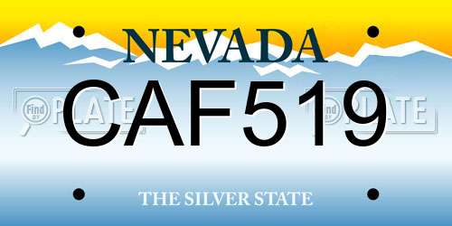 CAF519 Nevada License Plate