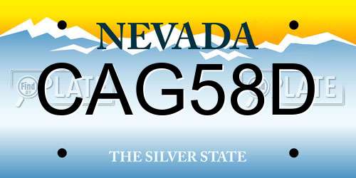 CAG58D Nevada License Plate