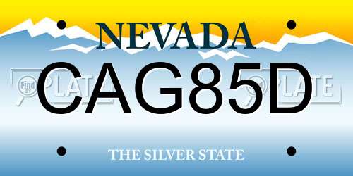 CAG85D Nevada License Plate