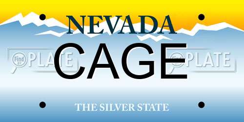 CAGE Nevada License Plate