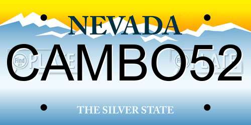CAMBO52 Nevada License Plate
