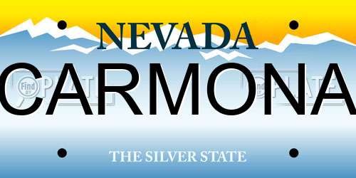 CARMONA Nevada License Plate
