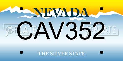 CAV352 Nevada License Plate