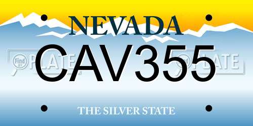 CAV355 Nevada License Plate