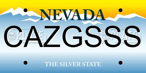 CAZGSSS Nevada License Plate