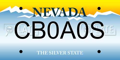 CB0A0S Nevada License Plate