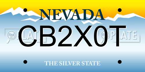 CB2X0T Nevada License Plate