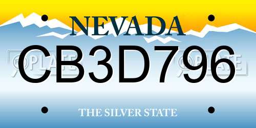 CB3D796 Nevada License Plate