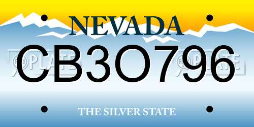 CB3O796 Nevada License Plate