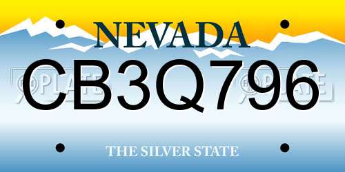 CB3Q796 Nevada License Plate