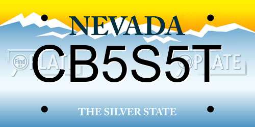 CB5S5T Nevada License Plate