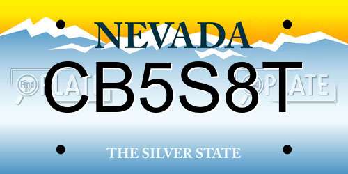 CB5S8T Nevada License Plate