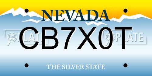 CB7X0T Nevada License Plate