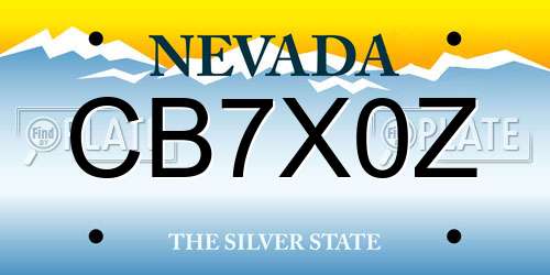 CB7X0Z Nevada License Plate
