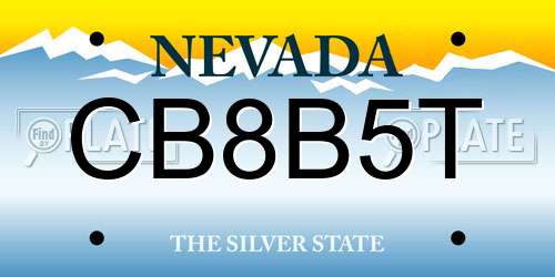 CB8B5T Nevada License Plate