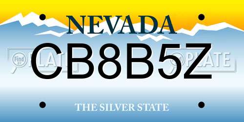 CB8B5Z Nevada License Plate