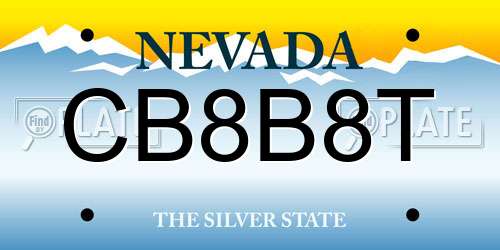 CB8B8T Nevada License Plate