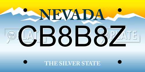 CB8B8Z Nevada License Plate