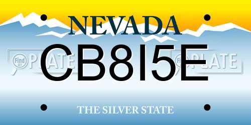 CB8I5E Nevada License Plate