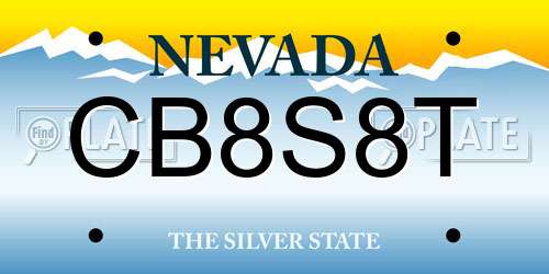 CB8S8T Nevada License Plate