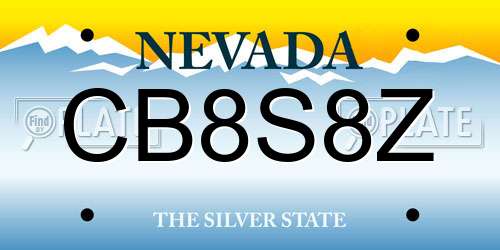 CB8S8Z Nevada License Plate