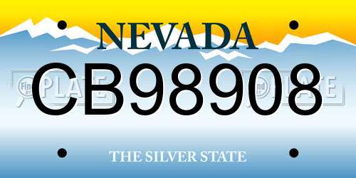 CB98908 Nevada License Plate