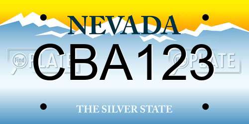 CBA123 Nevada License Plate