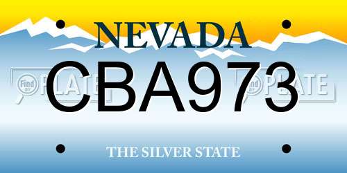 CBA973 Nevada License Plate