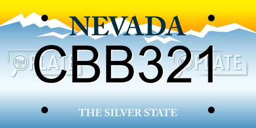 CBB321 Nevada License Plate
