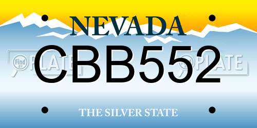 CBB552 Nevada License Plate