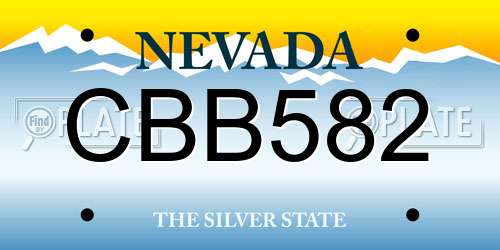 CBB582 Nevada License Plate