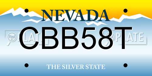 CBB58T Nevada License Plate