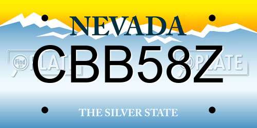 CBB58Z Nevada License Plate