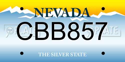 CBB857 Nevada License Plate