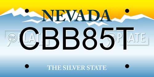 CBB85T Nevada License Plate